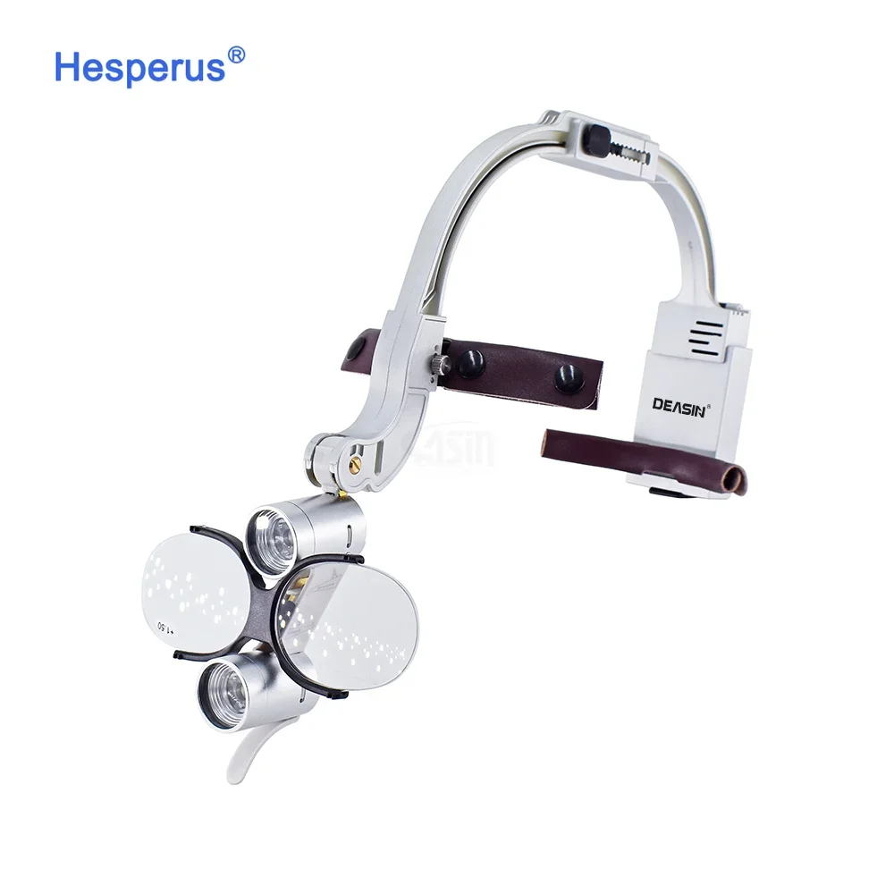 Silver 2.5x 3.5x Dental Led Head Light Lamp For Magnification Binocular Loupes 5w Light Dental Surgical Headlight