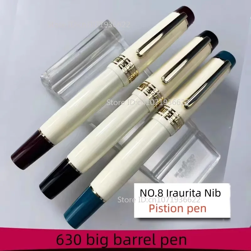 2026 New White WingSung 630 Large Resin Piston Fountain Pen With Ink Window N0.8 Iraurita Nib Business Office Writing Gift Pens