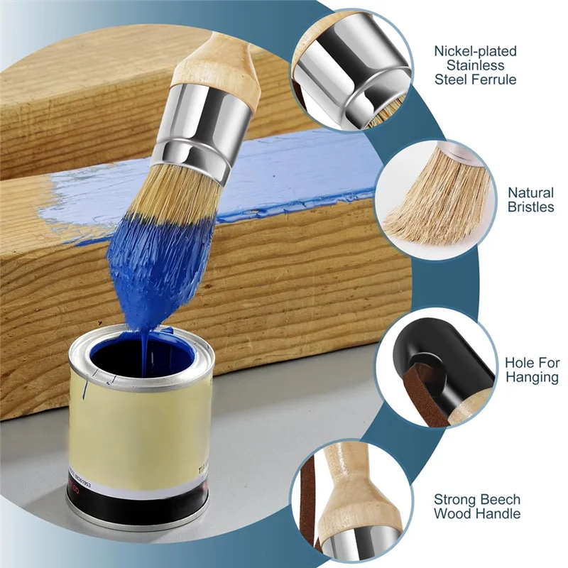 

B08B-Кисти для рисования с деревянной ручкой, восковые кисти для рисования, кисти для рисования из натуральной щетины для деревянной мебели