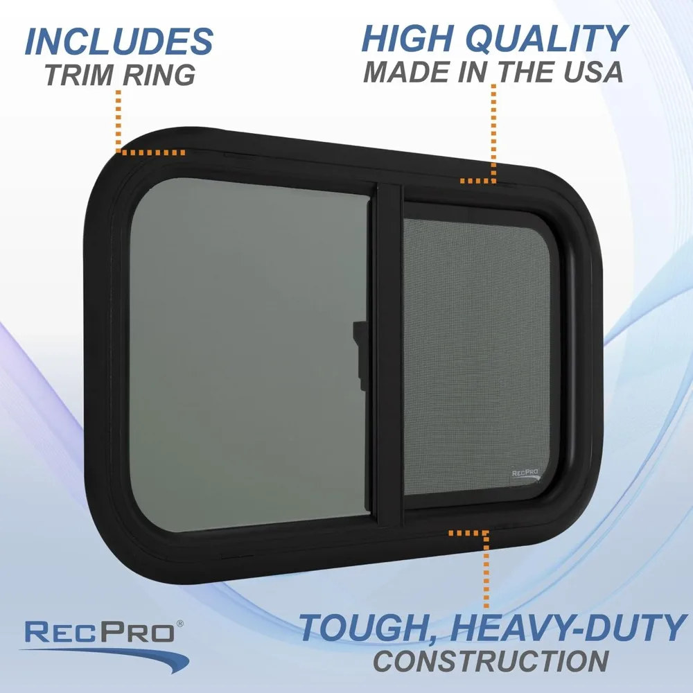 نافذة منزلق أفقية 24 واسعة × 15 على شكل دمعة عالية RV مع زخرفة اختيارية 1.5 للاستبدال