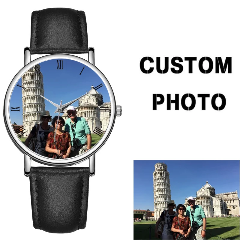 Reloj personalizado con fotos, reloj con impresión personalizada, haga su propio logotipo, marca, 1 pieza OEM