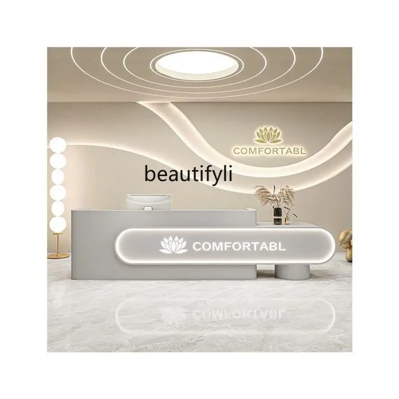 luxury beauty salon checkout page Clothing store Bar counter Paint curved front desk Dental clinic Dental reception desk table