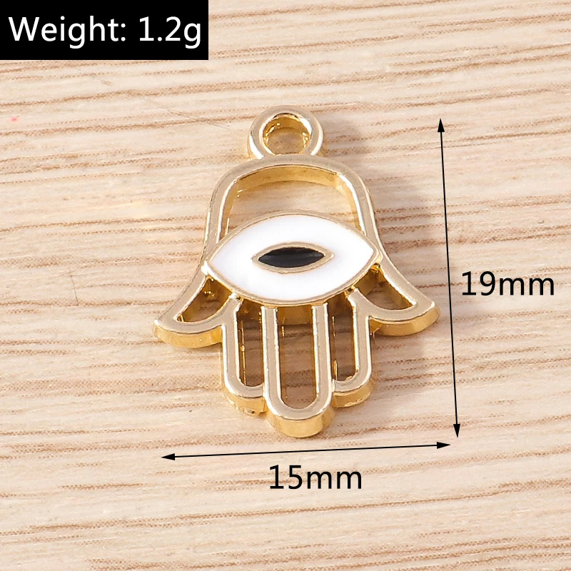 10 Stück 15x19mm Niedliche Emaille-Anhänger in Form von Handflächen und Augen für die Schmuckherstellung, Ohrhänger, Armbänder, Halsketten, DIY-Bastelzubehör – Detail 1