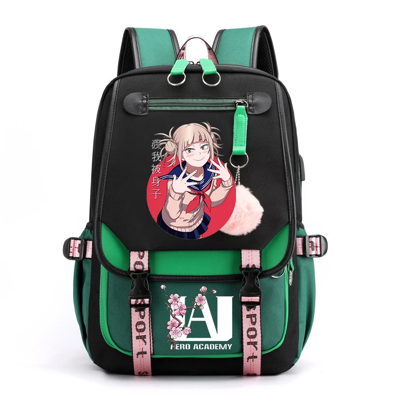 Anime Anti-theft Usb Bookbag My Hero Academia Toga Himiko Kawaii School Bags Teenager Students Travel Bag Canvas Backpack Women