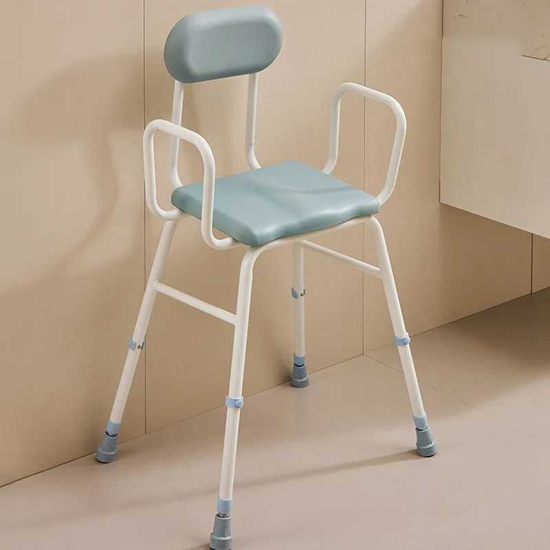 Foldable Shower Chair for Elderly Adults Bathroom Safety Bench with Adjustable Arms Accessible Commode Seat