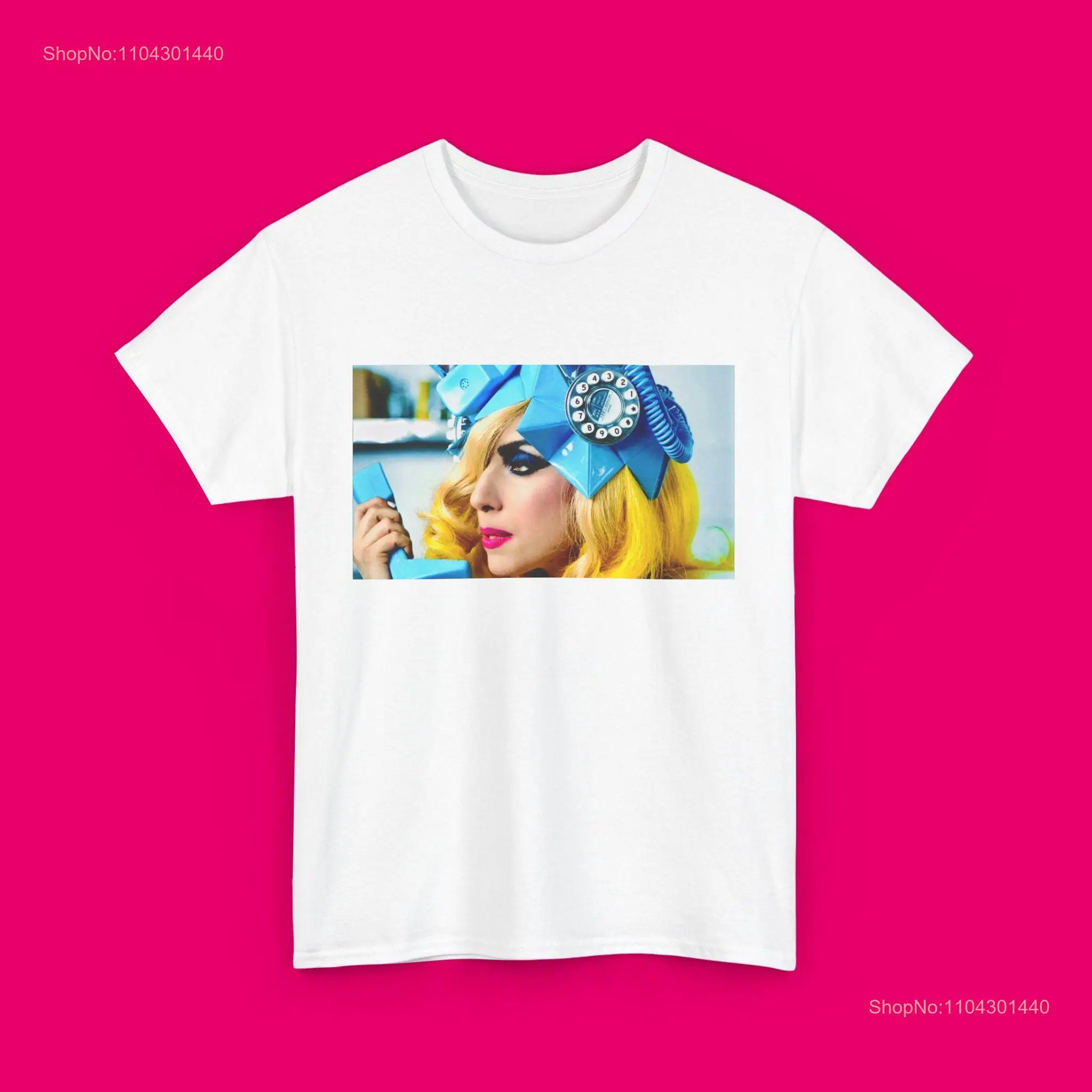 تي شيرت ليدي غاغا نيون هير تي شيرت مميز "الهاتف" مشهد فيديو الموسيقى OG Little Monsters Fan Merch