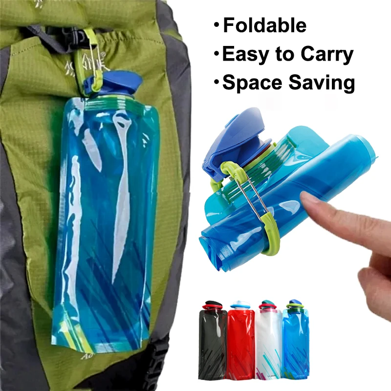 700ml Ultra-Light Foldable Water Bag, Portable Collapsible Hydration Pouch for Camping Hiking, Leak-Proof with Handle & Hook