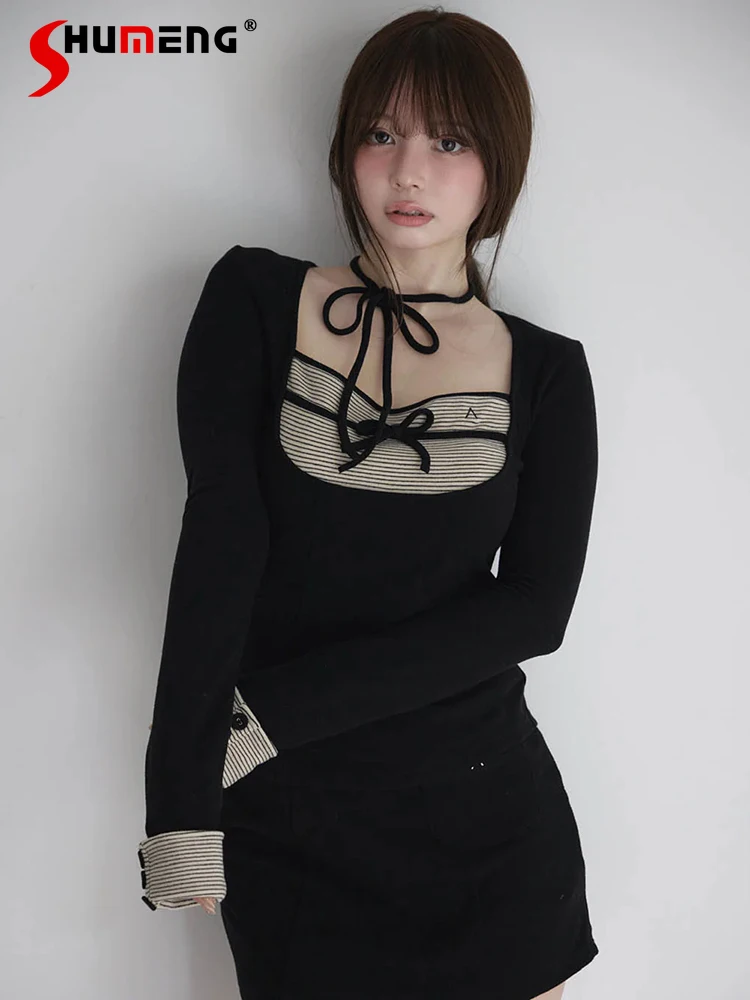 Primavera Autunno Lady Japan Style Sweet Girl Gonna Set Nuovo 2025 Donna Slim Fit Elegante Sexy Top a righe Gonna Set da 2 pezzi