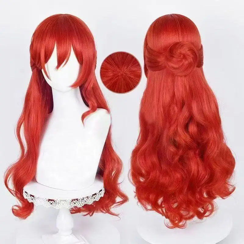 

Anime character Honkai Star Rail Himeko cosplay wig Red Curved Heat Resistant Synthetic Wigs