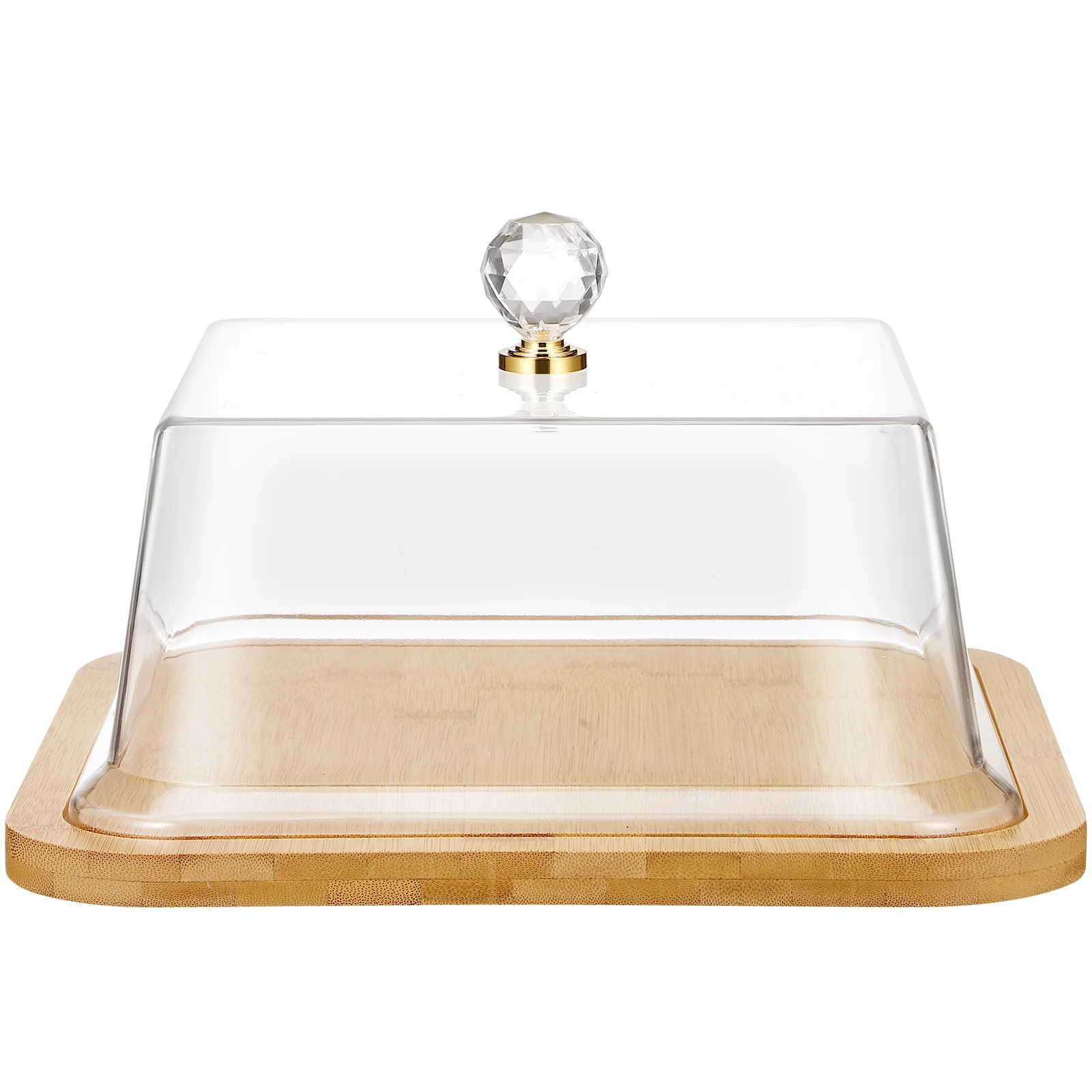 

Dessert Display Tray with Clear Acrylic Lid Wooden Cake Plate for Party Wedding Household Use Covered Cake Stand for Baking