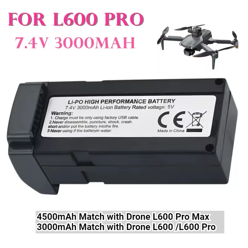 Akku für L600 Pro Max Wiederaufladbarer Batteriepack L600 RC Drohnen-Akku 7,4V 3000mAh 4500mAh L600 Pro Quadcopter Zubehör
