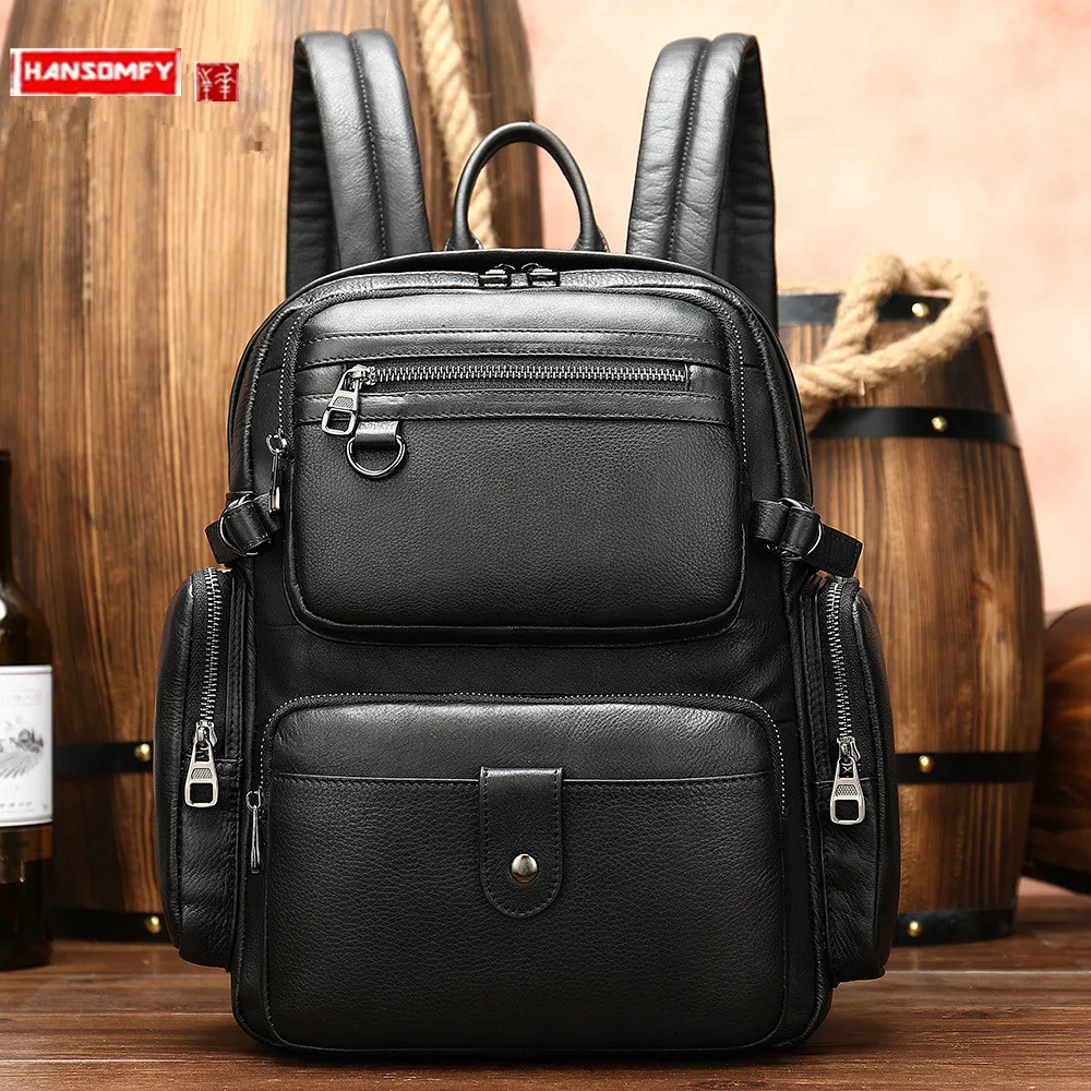 

Men's bags Business leather men backpack large-capacity computer bag Korean casual backpack student travel school bags