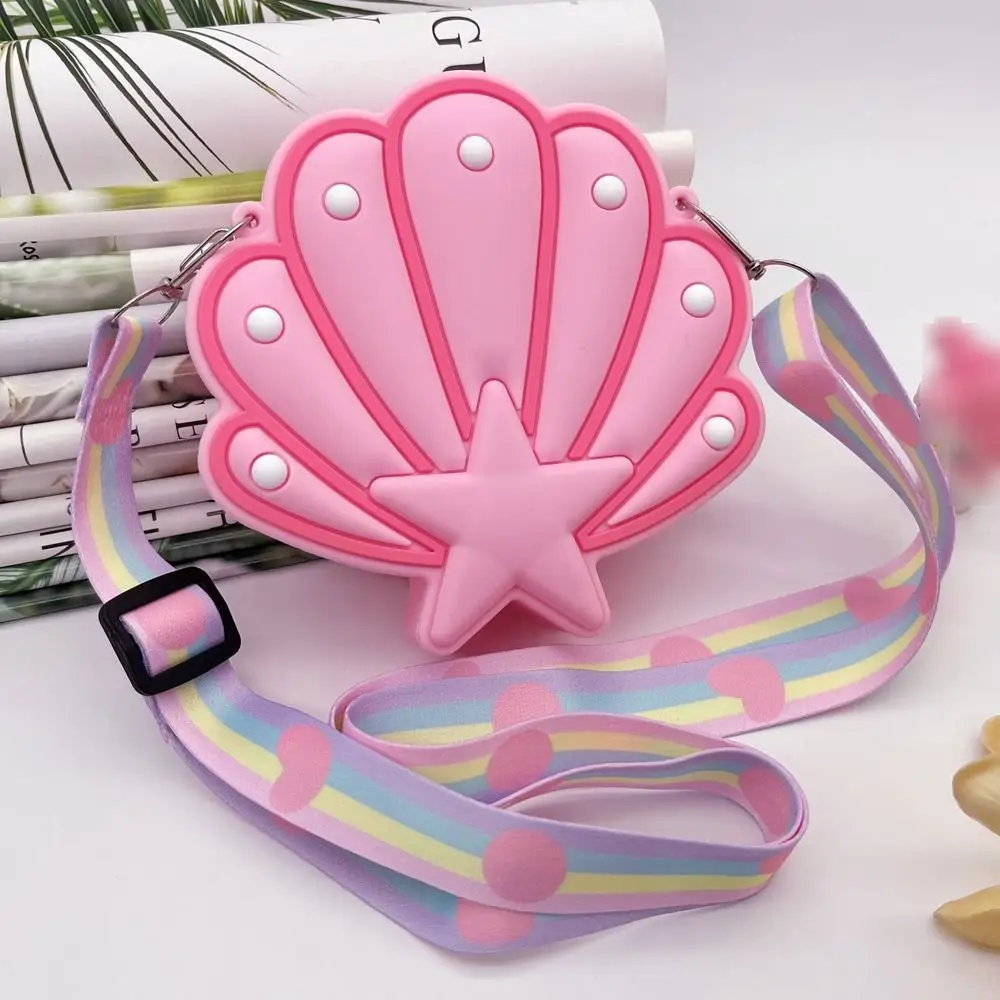 Water-proof Silicone Shell Bags Soft Lightweight Seashell Crossbody Pouch Adjustable Strap Children Gift Shell Coin Purse Travel