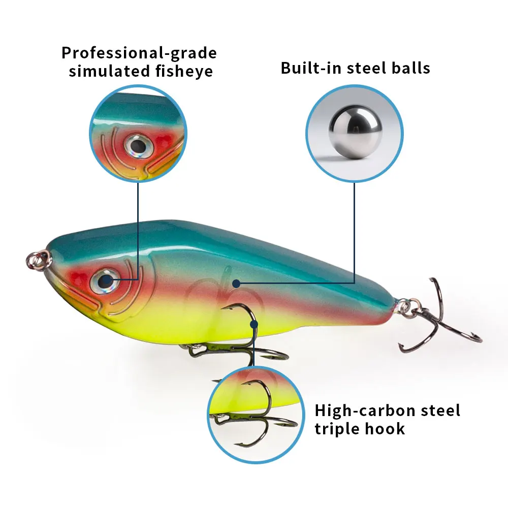 Hanlin 5.12inc/50g طائرة شراعية Jerkbait غرق الصيد إغراء Wobblers لعبة كبيرة الصيد بايك موسكي باستر الطعم الاصطناعي معالجة #3