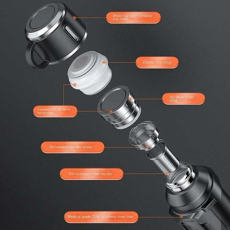 Grande capacidade portátil ao ar livre aço inoxidável Thermos Pot, 316 Food Grade, Copo espessado