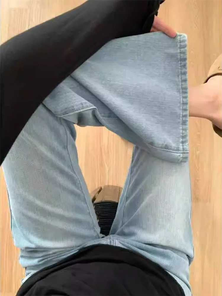 ارتفاع الخصر واسعة الساق الجينز النساء فضفاضة تناسب Bootcut الدنيم السراويل الصيف المضادة للتجاعيد عالية الخصر السراويل الطويلة حجم كبير