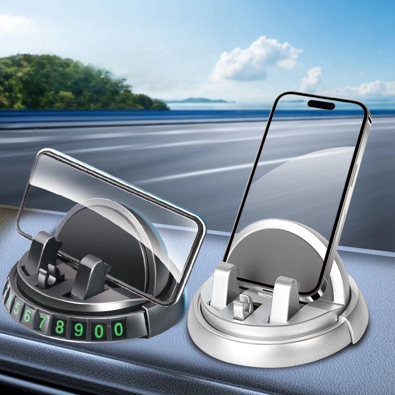 Universal 2 in 1 Dashboard Car Phone Holder 360° Rotation Multifunctional Temporary Parking Number Plate Navigation Support