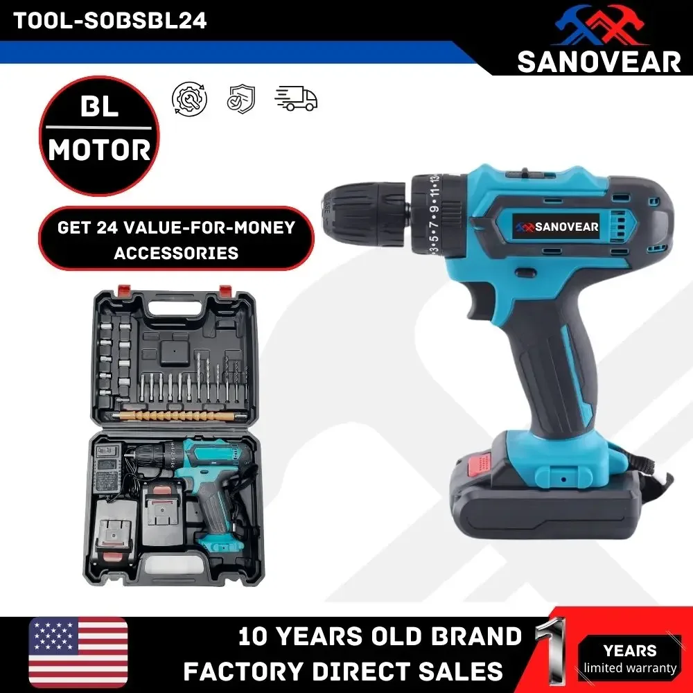 SANOVEAR - 12V Cordless Drill, Tool Flashlight Drill Lithium Drill, Electric Screwdriver, Electric Screwdriver, Impact Drill Set