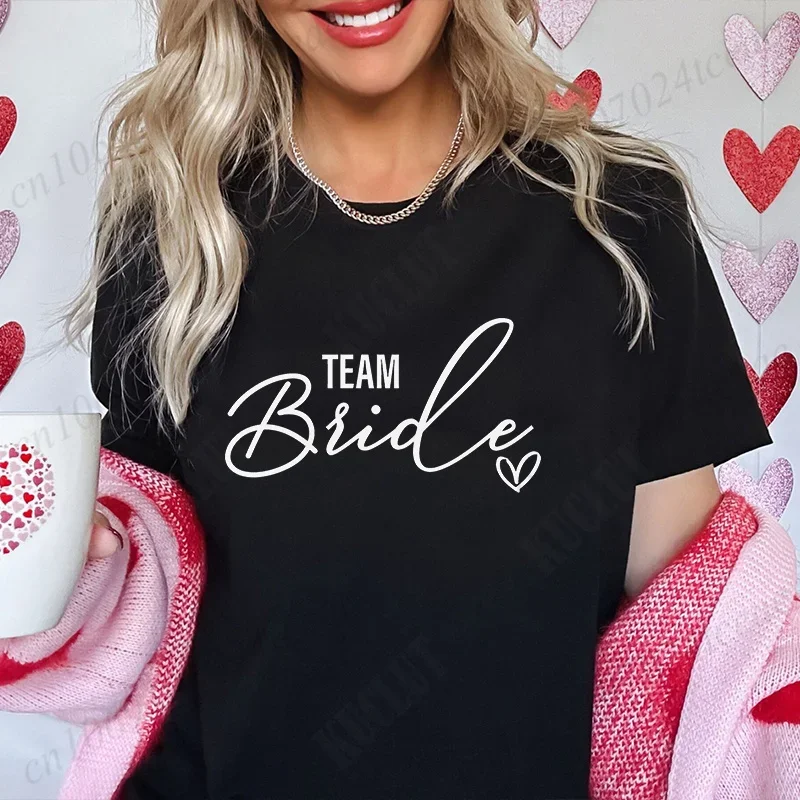 Bridal Shower Bachelorette Party Shirt for Women Team Bride Squad Tops Cheap Clothing with Free Shipping