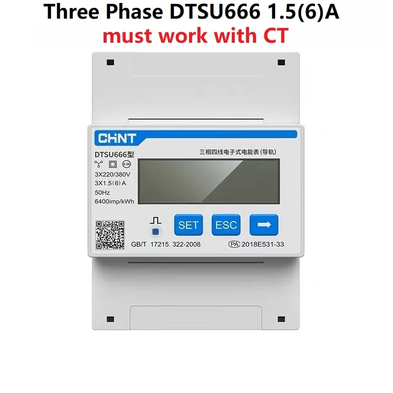 CHINT DTSU666 DDSU666 Multifunction Power Meter Programable V,A,W,KWH,VAR, MODBUS RS485 Electric Energy Meter Solar PV inverter