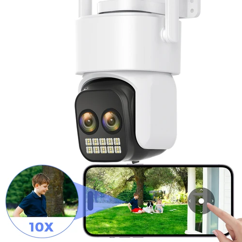 Cámara IP PTZ de doble lente con Zoom híbrido 4K 10x 8MP 3,6 + 12mm WiFi detección humana BESDER Audio seguridad Video vigilancia