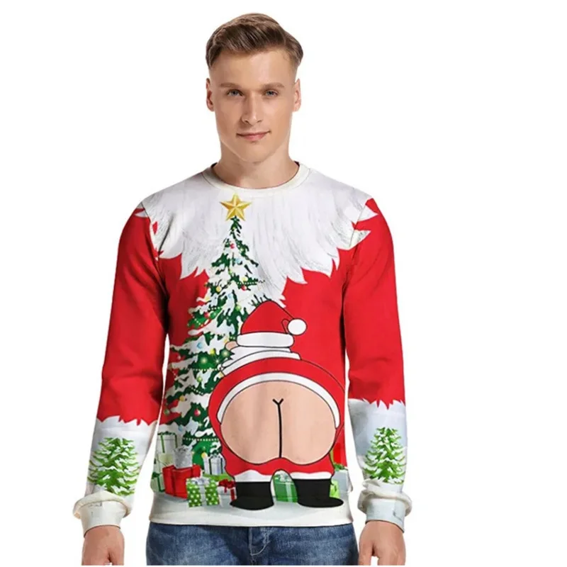 Unisex ugly Christmas sweater 3D print funny pullover sweaters jumpers tops for Xmas men women holiday party hoodie sweatshirt o