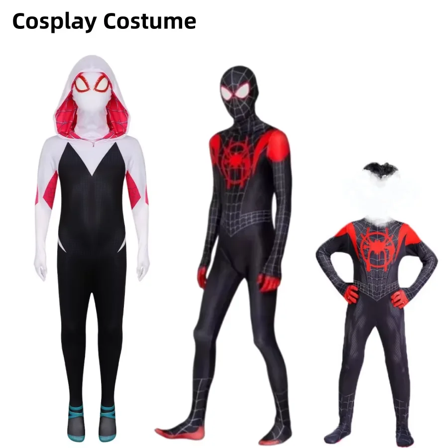 Disfraz de superhéroe Spider-Man y Gwen para adultos, traje de Spandex Zentai, traje de Miles Morales, traje para fiesta de Halloween