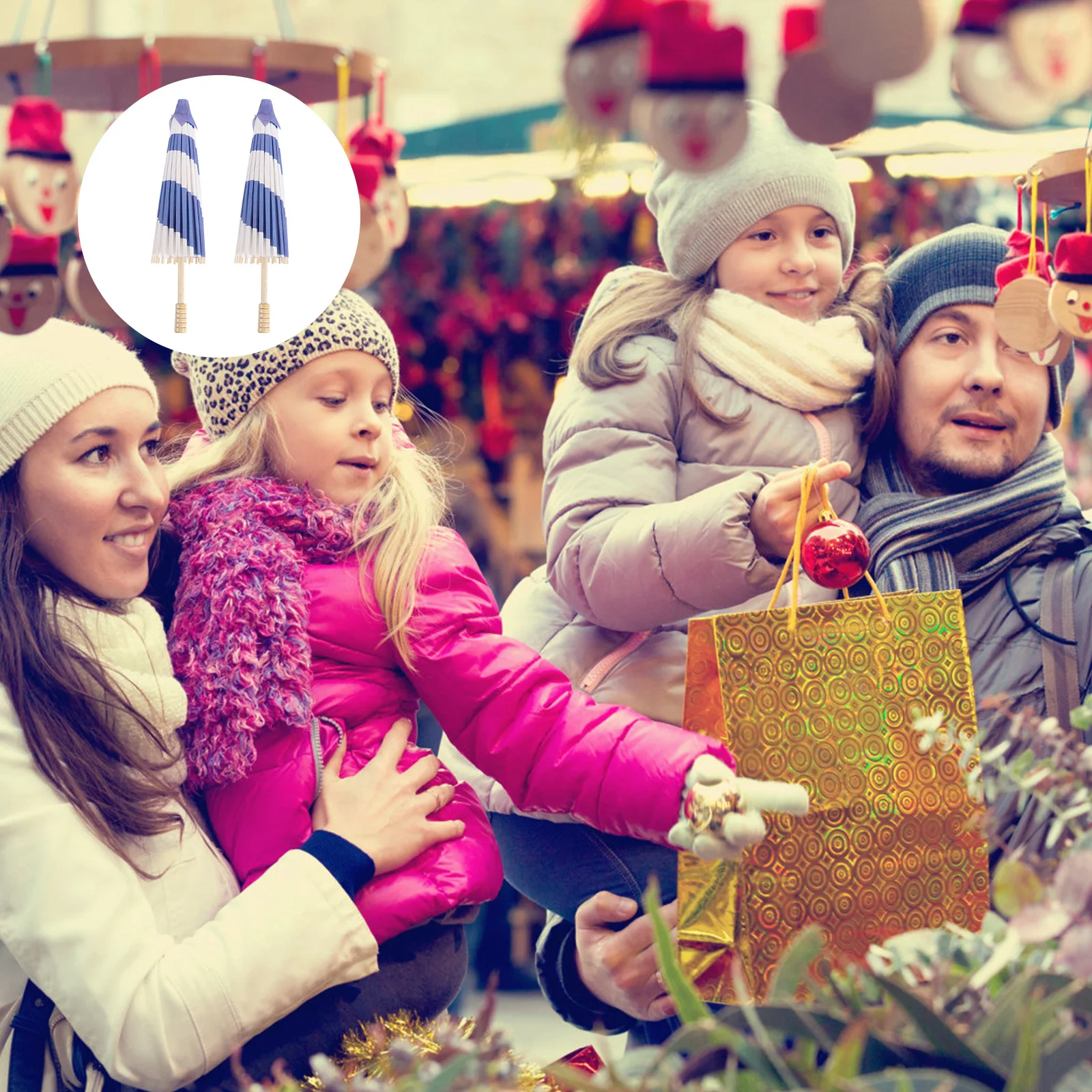 

2Pcs Oil Paper Umbrella Classical Japanese Style Decorative Umbrella Holiday Festival Photography Prop Stage Decor Gift