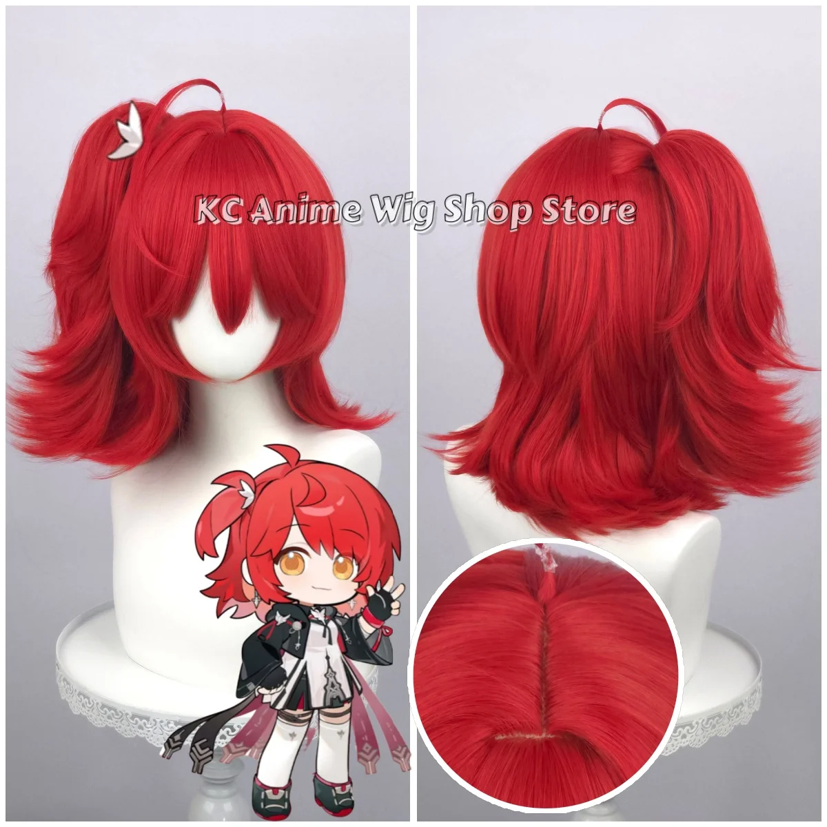 

Game Arknights Exusiai the New Covenant Cosplay Wig Halloween Party Prop Synthetic Hair Heat Resistant Fiber + Wig Cap