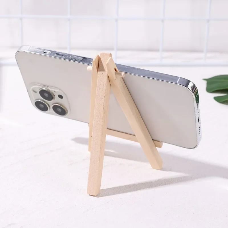 2Pcs Small Desk Easels Mobile Phone Holder Wooden Tripod Easels Tabletop Display Stand for Cellphone Photo Chalkboard Signs