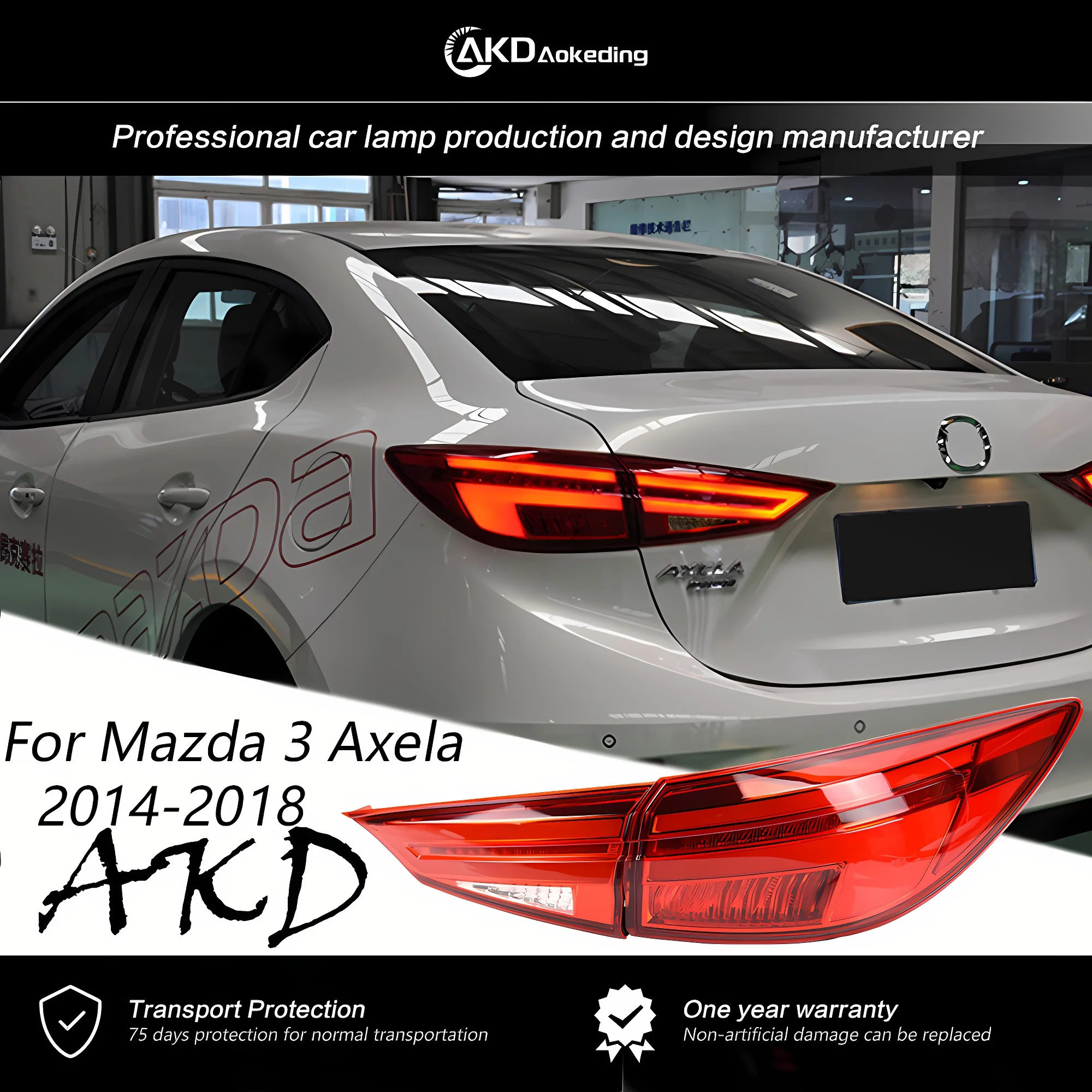 AKD Tail Lamp for Mazda 3 Axela LED Tail Light 2014-2018 Mazda3 Upgrade DRL Dynamic Signal Brake Reverse Auto Accessories 2PCS