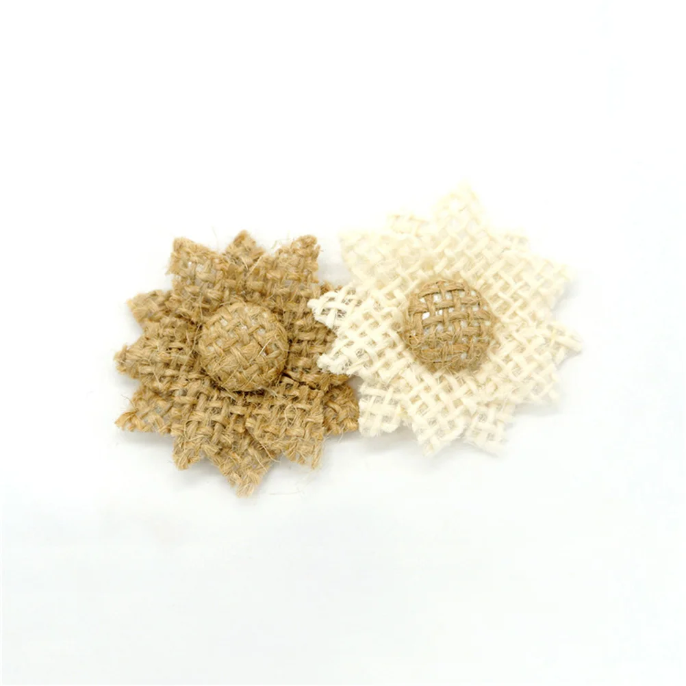 

20 Pcs Lace Sackcloth Flower Natural Jute Fabric Handmade DIY Flowers Craft