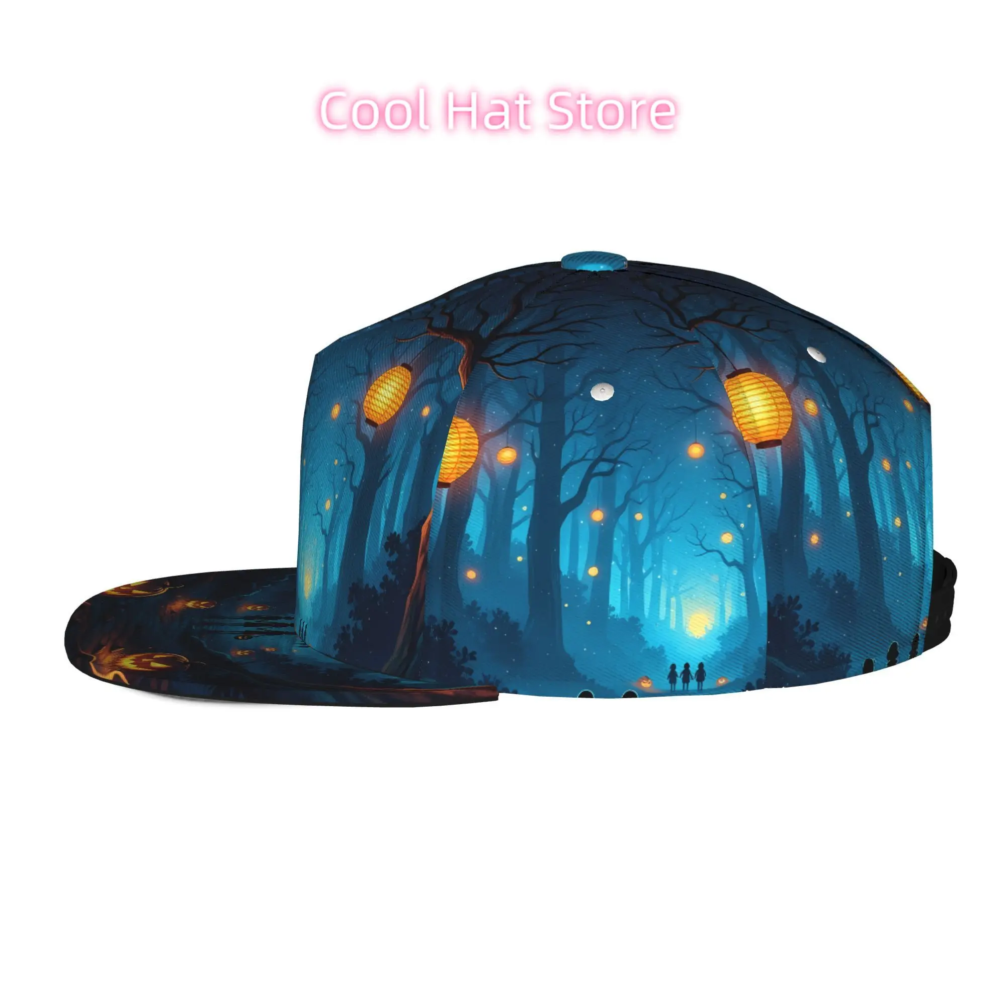 Men'S And Women'S Baseball Cap, Halloween Night in The Forest Adjustable Snap-On Brim, Flat-Top Design - Suitable for Casual Out