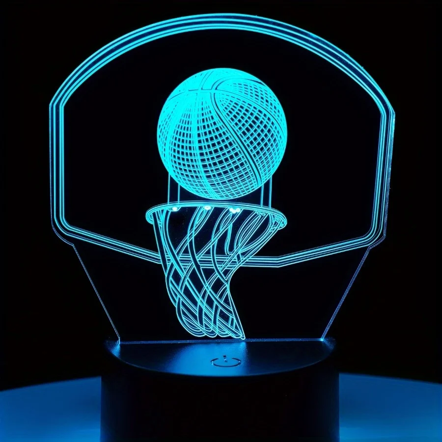 Acrylic 3D Basketball Night Light USB Cable Power 7 Color Touch Bedside Table Lamp, Gift Light, Special Gift For Boys Girls