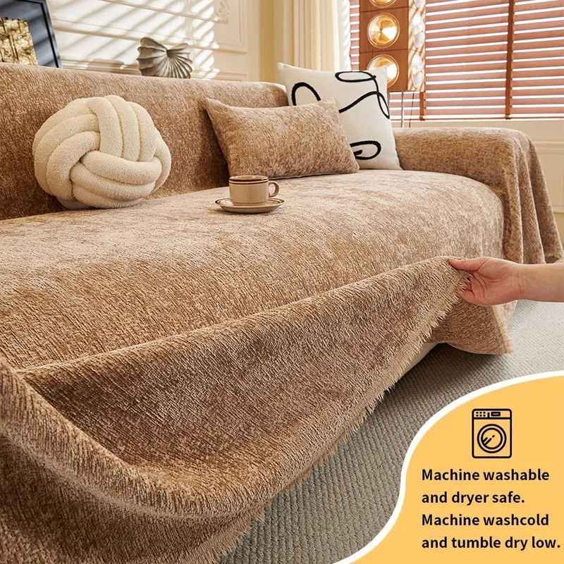 

1PC-New minimalist cream wind and sand hair towel, universal anti cat scratch and dust-proof sofa towel for all seasons