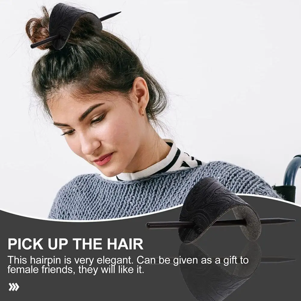 Faux Leather Stick Hair Slide Oval Shape Ponytail Holders Hair Pins Hair Tie Hair Barrette Hair Sticks