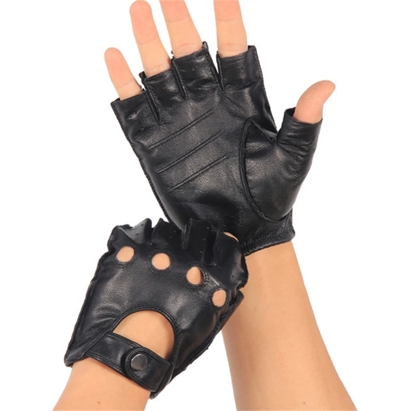 

Fitness Semi-Finger Sheepskin Gloves Male Four Seasons Thin Style Cycling Driving Fingerless Men Real Leather Gloves NAN7