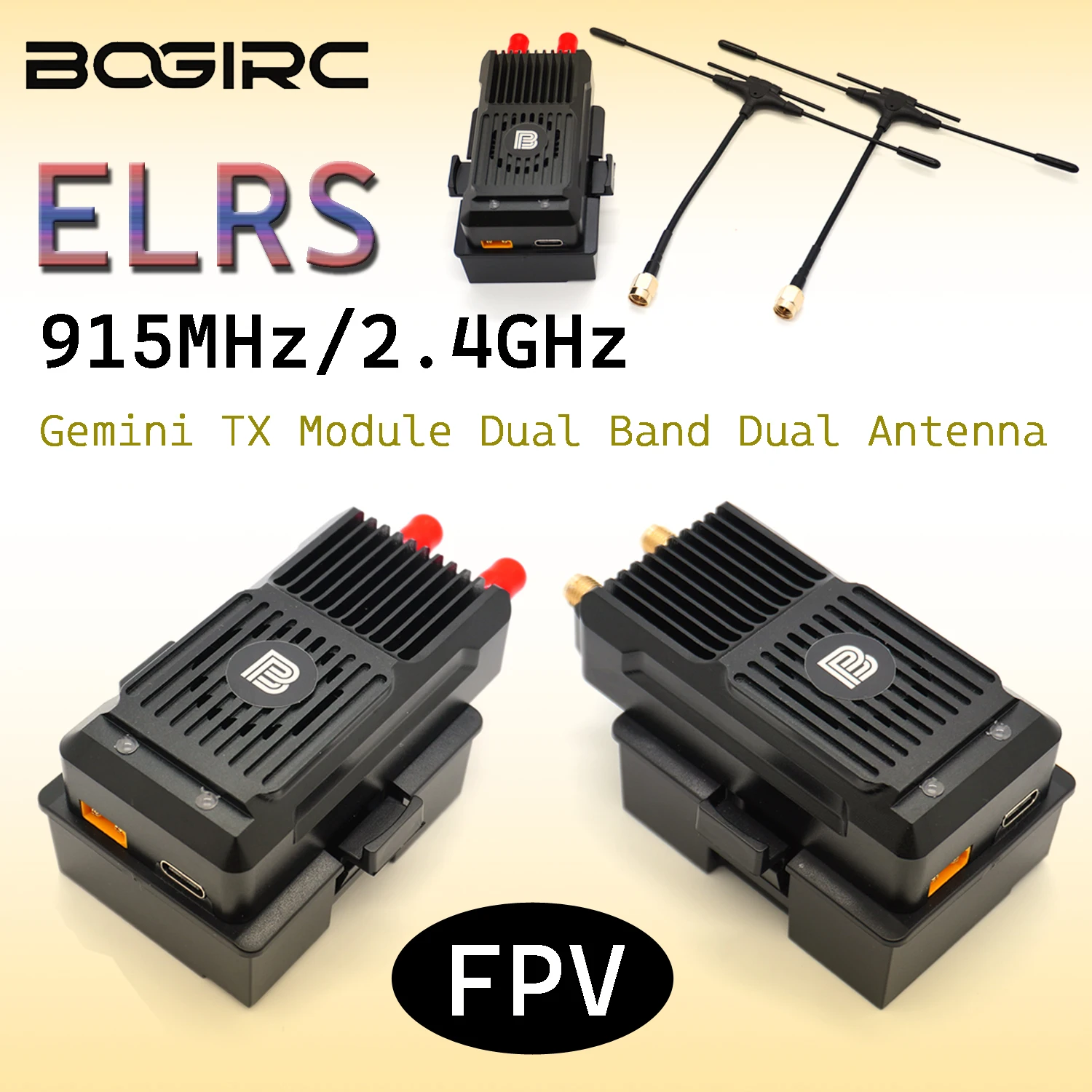 

BOGIRC ELRS 915MHz/2.4GHz Dual Band Gemini TX Module Dual Antenna JR Interface ExpressLRS for RC FPV Long Range Drone DIY Parts