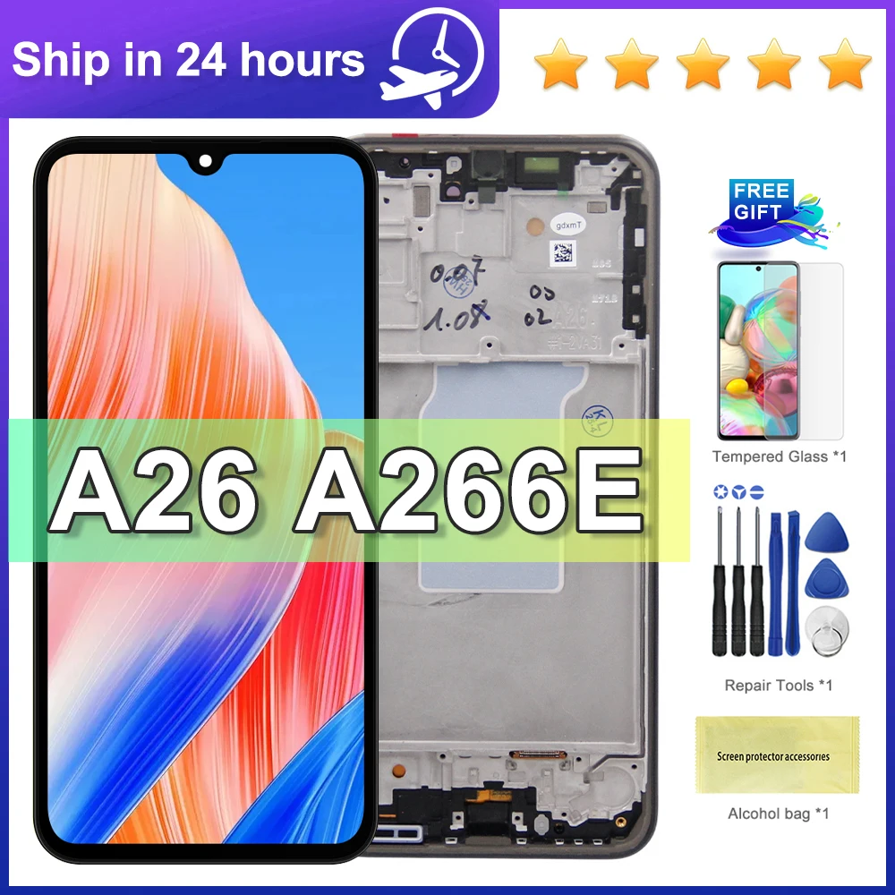 

AMOLED 6,7-дюймовый экран для Samsung A26 5G A266B A266E A266B/DS ЖК-дисплей цифровой сенсорный экран с рамкой в сборе