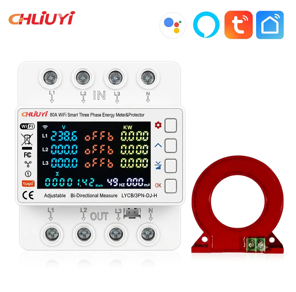 three-phase-color-screen-tuya-wi-fi-over-under-voltage-protector-with-independent-3-channel-current-control-leakage-protection