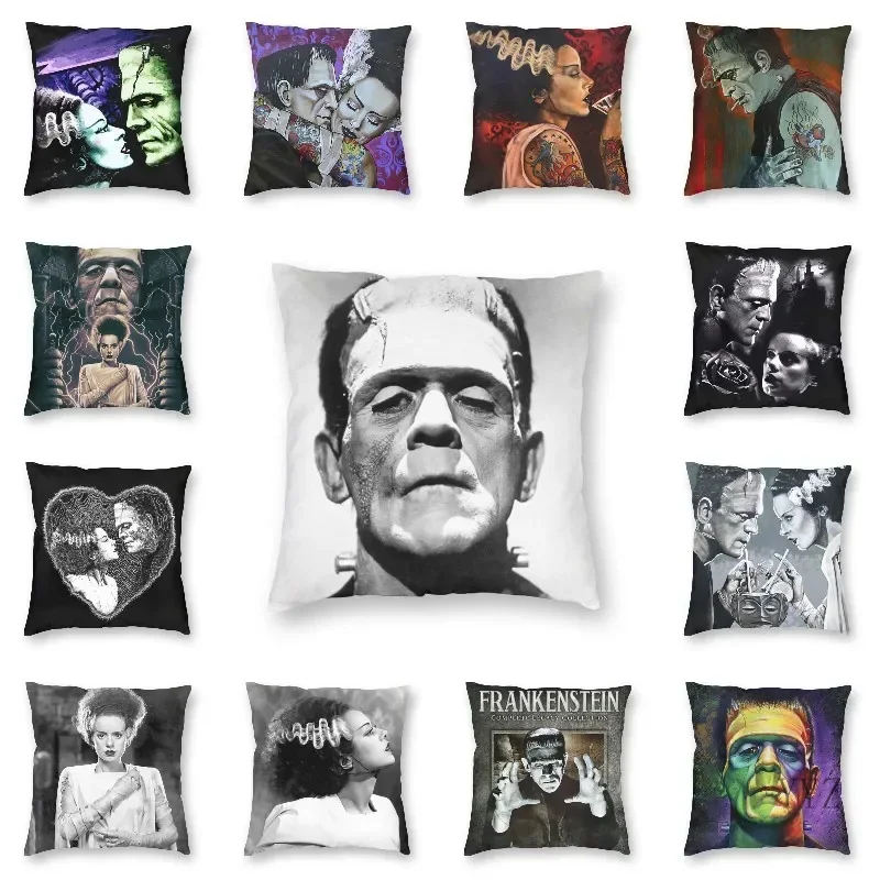 Bride of Frankestein Cushion Cover 3D Print Frankie Monster Horror Movie Throw Pillow Case for Sofa Pillowcover Decoration