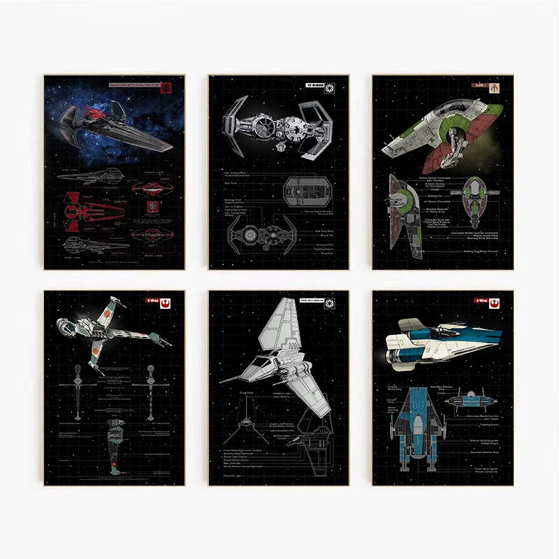 Spacecraft Blueprint Series Poster Print Canvas Art Pictures Home for Living Room and Bedroom Wall Decor Frameless Painting