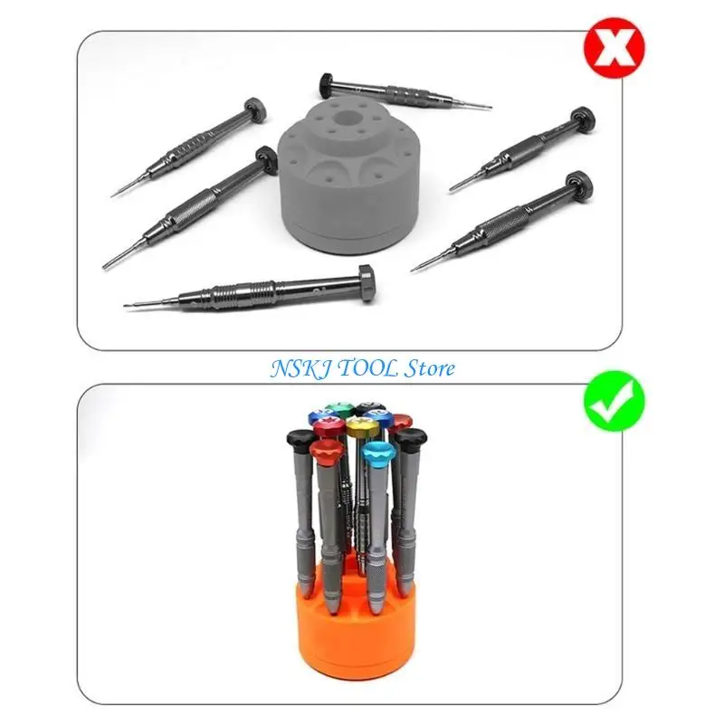 L8RC 360 °ไขควงไขควงกล่องเก็บของที่มีฐานแม่เหล็ก 14ho