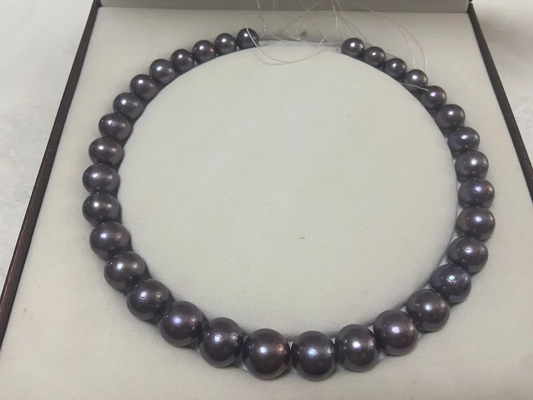 

Natural Huge 11-14mm Sea Genuine Purple Round Pearls Neckalce Less Flaw Women Jewelry for Party Wedding Gifts