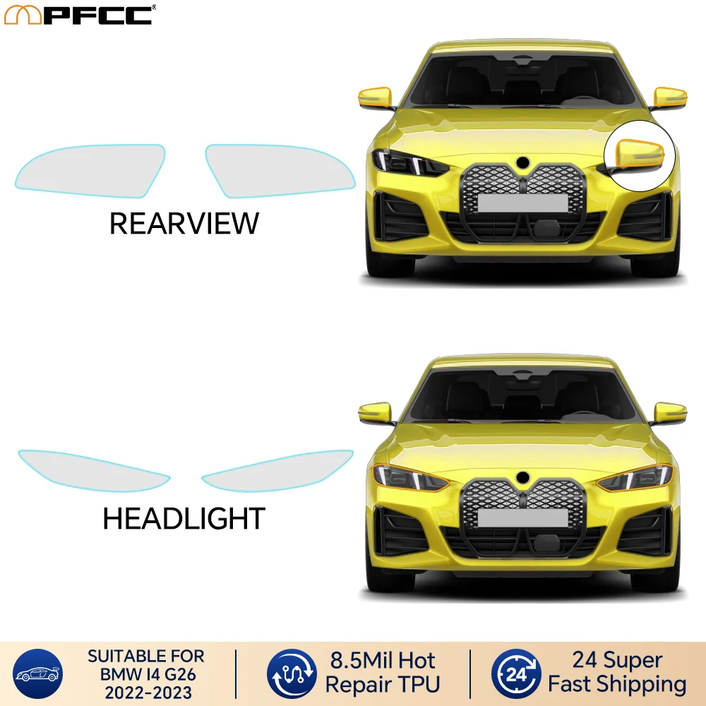 

Pre-Cut For BMW I4 G26 2022-2023 Headlight Rearview Protection Film Car Clear Sticker Kit Anti-scratch Protective Accessories