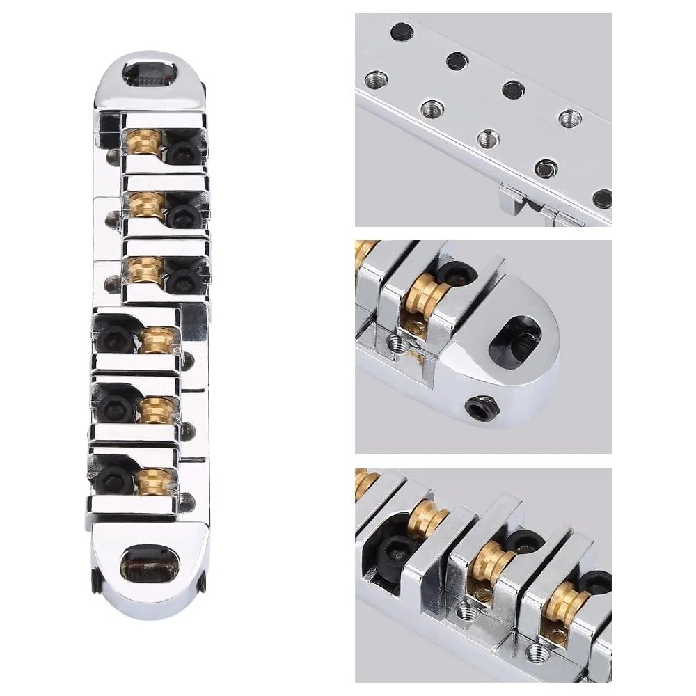 Electric Guitar Roller Bridge Rolling Saddle Bridge for LP/SG Guitar Adjustable Top Nut / Locking Nut Tailpiece & Bridge Set