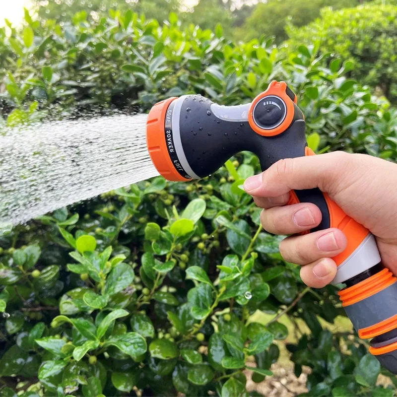 2025 New Functional Shower ABS Rubber Garden Spray Gun Thumb Push Ten Functions Car Washing Water Gun Household Rinse Tool