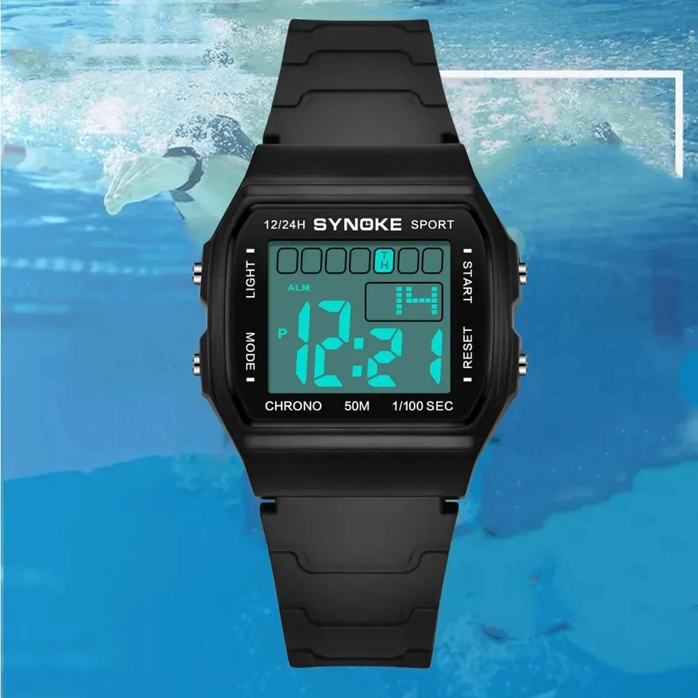 SYNOKE Student Electronic Watch Unisex Sport Watch For Women Waterproof Luminous LED Digital Lady Retro Men Wrist Watch