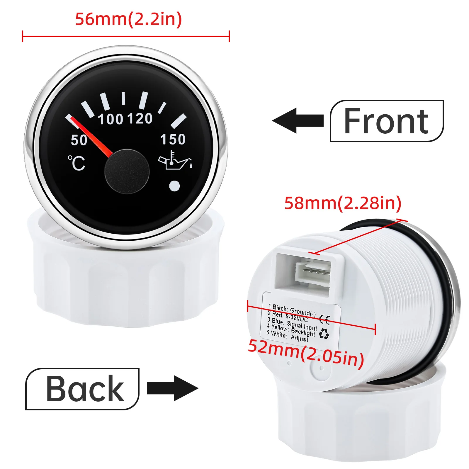 0-150 Celsius Oil Temperature Gauge 7color Backlight 52mm Digital Car Gauge Waterproof Oil Thermometer or Oil Temperature Sensor