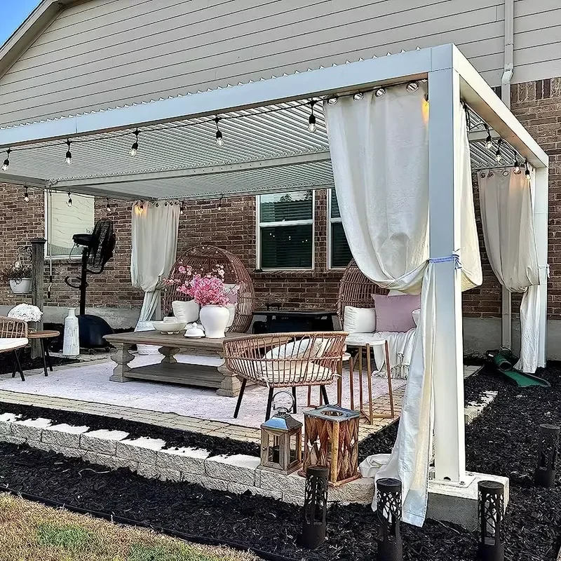 Modern Automatic Patio Gazebo Terrace Outdoor Arches Bioclimatic Aluminium Pergola Opening Motorized Louvred Roof